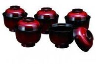 3.2吸物椀 篁 5客入（食器洗浄機OK） 紀州漆器［YS41］