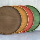 ［リーフグリーン］木製 お盆 曲げわっぱ カラー丸盆 まげわっぱ 紀州漆器［YS146］