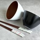 食洗機 電子レンジ 対応 お椀 ブラック ホワイト 2個セット 箸付き 2膳 4点セット モノクロマルチボウル［YS150］