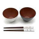 食洗機 電子レンジ 対応 お椀 ブラック ホワイト 2個セット 箸付き 2膳 4点セット モノクロマルチボウル［YS150］