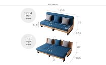 【&nbsp;シェニール&nbsp;らくらくカバー&nbsp;セット&nbsp;＜スチールブルー＞&nbsp;】&nbsp;ソファ&nbsp;ソファベッド&nbsp;幅180&nbsp;ドロシー2&nbsp;ごろ寝ソファ&nbsp;＜ナチュラル×ブルー＞【モーブル】【大川家具】