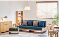 【&nbsp;シェニール&nbsp;らくらくカバー&nbsp;セット&nbsp;＜スチールブルー＞&nbsp;】&nbsp;ソファ&nbsp;ソファベッド&nbsp;幅180&nbsp;ドロシー2&nbsp;ごろ寝ソファ&nbsp;＜ナチュラル×ブルー＞【モーブル】【大川家具】