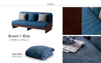 【&nbsp;シェニール&nbsp;らくらくカバー&nbsp;セット&nbsp;＜スチールブルー＞&nbsp;】&nbsp;ソファ&nbsp;ソファベッド&nbsp;幅180&nbsp;ドロシー2&nbsp;ごろ寝ソファ&nbsp;＜ブラウン×ブルー＞【モーブル】【大川家具】