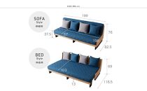 【&nbsp;シェニール&nbsp;らくらくカバー&nbsp;セット&nbsp;＜スチールブルー＞&nbsp;】&nbsp;ソファ&nbsp;ソファベッド&nbsp;幅200&nbsp;ドロシー2&nbsp;ごろ寝ソファ&nbsp;＜ナチュラル×ブルー＞【モーブル】【大川家具】