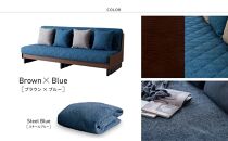 【&nbsp;シェニール&nbsp;らくらくカバー&nbsp;セット&nbsp;＜スチールブルー＞&nbsp;】&nbsp;ソファ&nbsp;ソファベッド&nbsp;幅200&nbsp;ドロシー2&nbsp;ごろ寝ソファ&nbsp;＜ブラウン×ブルー＞【モーブル】【大川家具】