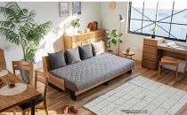 【&nbsp;シェニール&nbsp;らくらくカバー&nbsp;セット&nbsp;＜オークルイエロー＞&nbsp;】&nbsp;ソファ&nbsp;ソファベッド&nbsp;幅200&nbsp;ドロシー2&nbsp;ごろ寝ソファ&nbsp;＜ナチュラル×ライトグレー＞【モーブル】【大川家具】