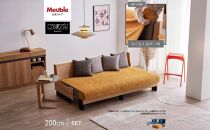 【&nbsp;シェニール&nbsp;らくらくカバー&nbsp;セット&nbsp;＜オークルイエロー＞&nbsp;】&nbsp;ソファ&nbsp;ソファベッド&nbsp;幅200&nbsp;ドロシー2&nbsp;ごろ寝ソファ&nbsp;＜ナチュラル×ブルー＞【モーブル】【大川家具】