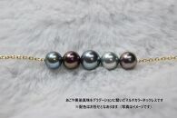 あこや黒染め真珠5個付きネックレス(ゴールド)