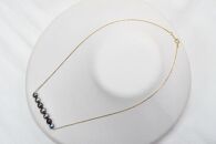 あこや黒染め真珠7個付きネックレス(ゴールド)