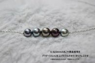 あこや黒染め真珠5個付きネックレス(シルバー)