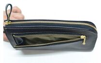 Ｌ型長財布（オール革・黒系）【革レザー財布Ｌ型長財布オール革小銭の出し入れスムーズカード入れ内側両サイド12枚収納内側にポケット革はやわらかめ大阪府門真市】