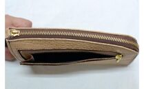 Ｌ型長財布（オール革・ベージュ系）【革レザー財布Ｌ型長財布オール革小銭の出し入れスムーズカード入れ内側両サイド12枚収納内側にポケット革はやわらかめ大阪府門真市】