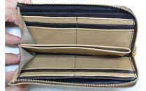 Ｌ型長財布（オール革・ベージュ系）【革レザー財布Ｌ型長財布オール革小銭の出し入れスムーズカード入れ内側両サイド12枚収納内側にポケット革はやわらかめ大阪府門真市】