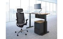 Mbh3_コクヨチェアー　ベゼル(プルシアンブルー)／ヘッドレスト／フローリング用（Vキャスター）／在宅ワーク・テレワークにお勧めの椅子