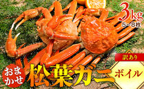 【ボイル】訳あり　松葉ガニおまかせ3kg（5～8枚）※2025年11月上旬～2026年3月下旬頃に順次発送予定※着日指定不可