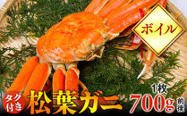 【ボイル】タグ付き松葉ガニ　中1枚（700g前後）◇【着日指定不可】※2025年11月上旬～2026年3月下旬頃に順次発送予定《かに&nbsp;カニ&nbsp;蟹》