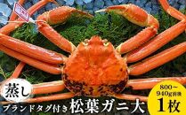 110.【先行予約】【蒸し】ブランドタグ付き松葉ガニ 大　800～940g前後　1枚《かに カニ 蟹 ズワイガニ》※2025年11月上旬～2026年3月上旬頃に順次発送予定