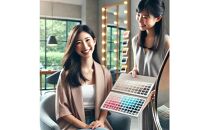 [貴方の魅力を引き立てるパーソナルカラー診断]と[福岡ならではの伝統美、博多織を使った楽しい着付け体験]2つを体験するスペシャルなプラン！(トータル約２時間３０分)