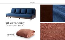 【&nbsp;シェニール&nbsp;らくらくカバー&nbsp;セット&nbsp;＜コーラルピンク＞&nbsp;】&nbsp;ソファ&nbsp;ソファベッド&nbsp;幅200&nbsp;エスタート&nbsp;ごろ寝ソファ&nbsp;＜オークブラウン×ネイビー＞【モーブル】【大川家具】