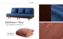 【&nbsp;シェニール&nbsp;らくらくカバー&nbsp;セット&nbsp;＜コーラルピンク＞&nbsp;】&nbsp;ソファ&nbsp;ソファベッド&nbsp;幅180&nbsp;エスタート&nbsp;ごろ寝ソファ&nbsp;＜オークブラウン×ネイビー＞【モーブル】【大川家具】