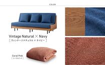 【&nbsp;シェニール&nbsp;らくらくカバー&nbsp;セット&nbsp;＜コーラルピンク＞&nbsp;】&nbsp;ソファ&nbsp;ソファベッド&nbsp;幅180&nbsp;エスタート&nbsp;ごろ寝ソファ&nbsp;＜ヴィンテージナチュラル×ネイビー＞【モーブル】【大川家具】