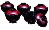 3.7吸物椀&nbsp;篁&nbsp;5客入（食器洗浄機OK）&nbsp;紀州漆器［YS40］