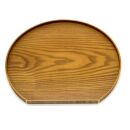 ［ライトブラウン］紀州漆器&nbsp;木製&nbsp;カラー半月盆&nbsp;トレー&nbsp;約36cm［YS139］