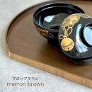 ［マロンブラウン］紀州漆器&nbsp;木製&nbsp;カラー半月盆&nbsp;トレー&nbsp;約36cm［YS140］