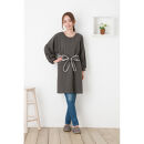 【グレー】丸襟パイピングリボン割烹着