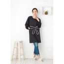 【ブラック】丸襟パイピングリボン割烹着