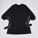 【ブラック】丸襟パイピングリボン割烹着