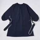 【ネイビー】丸襟パイピングリボン割烹着