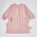 【ピンク】丸襟パイピングリボン割烹着