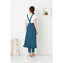 【ネイビー】Vネックリボンロングエプロン（撥水・撥油）