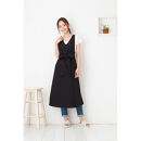 【ブラック】Vネックリボンロングエプロン（撥水・撥油）