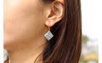 【七宝】青い花のイヤリング SV（金色・M）- ギフト包装付き -