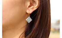 【七宝】青い花のイヤリング SV（金色・M）- ギフト包装付き -