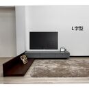 国産&nbsp;伸縮式&nbsp;テレビ台&nbsp;レム&nbsp;幅180‐300cm&nbsp;上台アイボリー&nbsp;下台ブラック