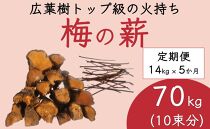 【定期便 毎月発送・全5回 】梅の薪 約14kg×5回 梅ボーイズ 広葉樹  【 広葉樹トップ級の火持ち】E-002