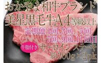 【定期便12か月】岡山　黒毛和牛　美星牛　A４等級以上　牛脂付き　１２か月定期便 合計約４８００g　 生産者直送便　美星牧場　定期便