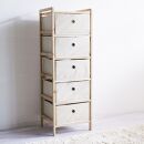 天然木 ファブリックチェスト5段 約幅32cm×奥行26cm×高さ92.5cm BYT1044469