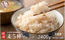【3ヶ月定期便】国産麦5種ブレンド&nbsp;(400g×2袋)【合計2400g&nbsp;全6袋】