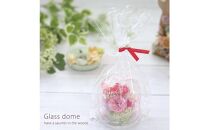 母の日ギフト&nbsp;プリザーブドフラワー&nbsp;幸運のモチーフ付&nbsp;ガラスドーム&nbsp;【母の日】ver