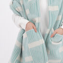 【ポケット付】洗えるタスマニアラムウール混大判ストール&nbsp;グリーン&nbsp;70×180cm&nbsp;&nbsp;OTW-7018-GR