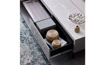 テレビボード&nbsp;幅220cm&nbsp;ローボード&nbsp;テレビ台&nbsp;リスボン&nbsp;グラスグレー×マーブルホワイト&nbsp;【モーブル】【大川家具】