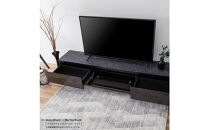 テレビボード&nbsp;幅200cm&nbsp;ローボード&nbsp;テレビ台&nbsp;リスボン&nbsp;グラスブラック×マーブルブラック&nbsp;【モーブル】【大川家具】