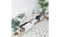 テレビボード&nbsp;幅200cm&nbsp;ローボード&nbsp;テレビ台&nbsp;リスボン&nbsp;グラスホワイト×マーブルホワイト&nbsp;【モーブル】【大川家具】