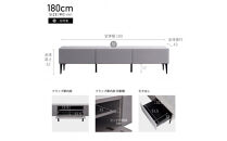 テレビボード&nbsp;幅180cm&nbsp;ローボード&nbsp;テレビ台&nbsp;リスボン&nbsp;グラスブラック×マーブルブラック&nbsp;【モーブル】【大川家具】