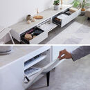 テレビボード&nbsp;幅240cm&nbsp;ローボード&nbsp;テレビ台&nbsp;リスボン&nbsp;グラスホワイト(GWH)×マーブルホワイト【モーブル】【大川家具】