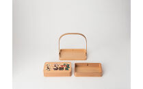 【福岡市の伝統産業支援施策「福岡伝統産業オープンイノベーション事業」で福岡の伝統工芸の魅力PR品として開発】博多曲物　2段重かご付 菅原伝授手習鑑